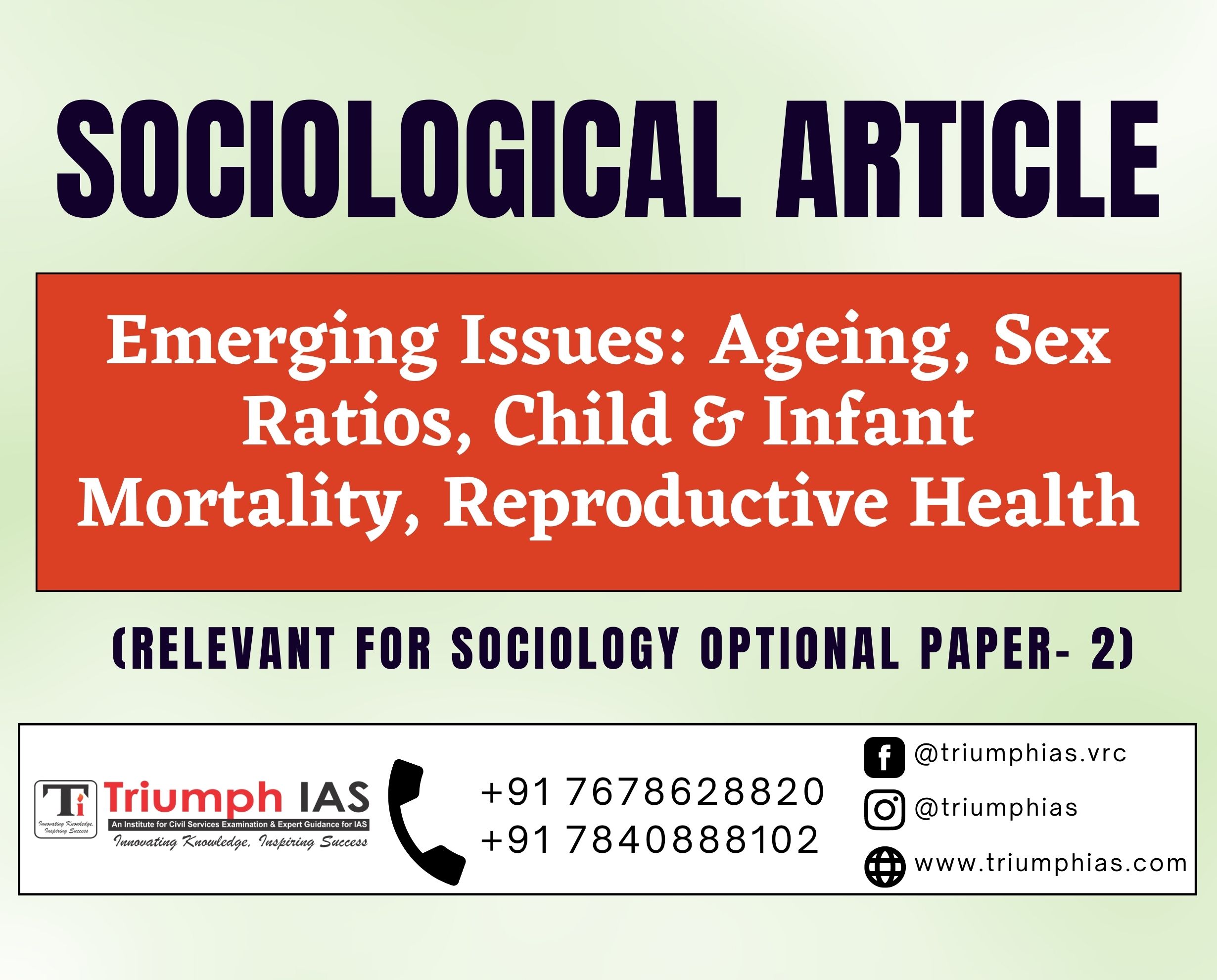 Emerging Issues Ageing Sex Ratios Child Infant Mortality